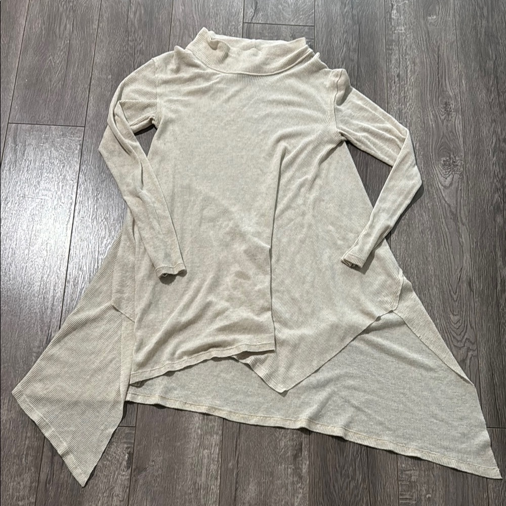 Free people thin waffle knit tan tunic xs